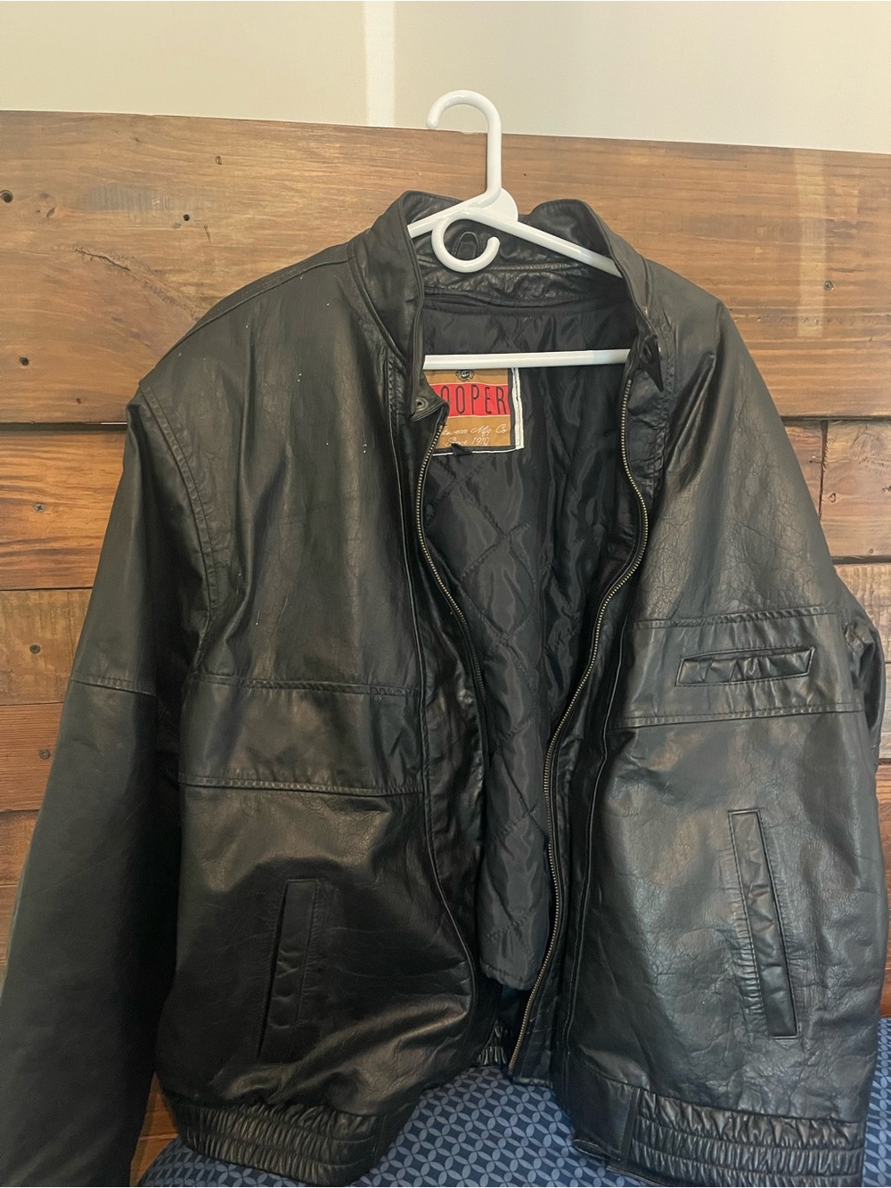 Black Leather Bomber Jacket - Menβs Black
